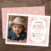 Roze Cowgirl Eerste Rodeo Fotouitnodiging – Wester Kaart