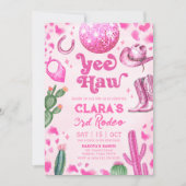 Roze Cowgirl ELKE LEEFTIJD Rodeo Verjaardag Uitnod Kaart (Voorkant)