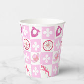 Roze Cowgirl Geruit met Bloem Papieren Bekers (Rechts)