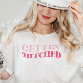 Roze Cowgirl Gettin Hitched Bachelorette Party T-shirt