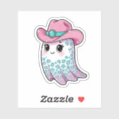 Roze Cowgirl Ghost met Leopard Print Sticker (Vel)