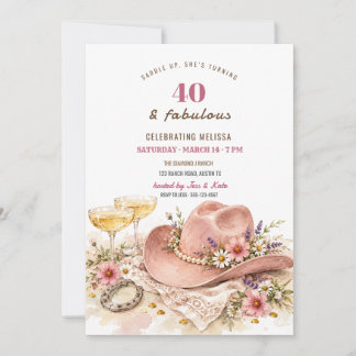 Roze Cowgirl Hoed 40 en Fabulous Verjaardag Kaart