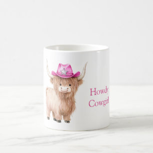 Roze Cowgirl Hoed Hoogland Koe  Koffiemok