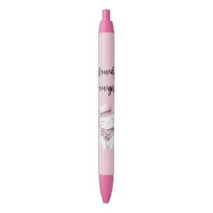 Roze Cowgirl Hoed Kat Zwarte Inkt Pen