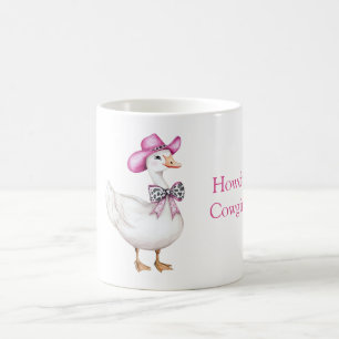 Roze Cowgirl Hoed Koeienprint Boog Gans Koffiemok