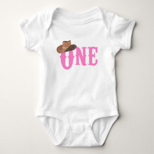 Roze Cowgirl Hoed Thema EEN 1e Verjaardag Romper