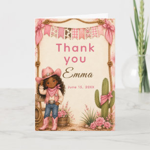 Roze Cowgirl Hoedown Verjaardagsfeestje Bedankkaart