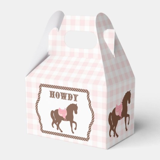 Roze Cowgirl | Horse Silhouette | Geboortedag-veer Bedankdoosjes (Achterkant)