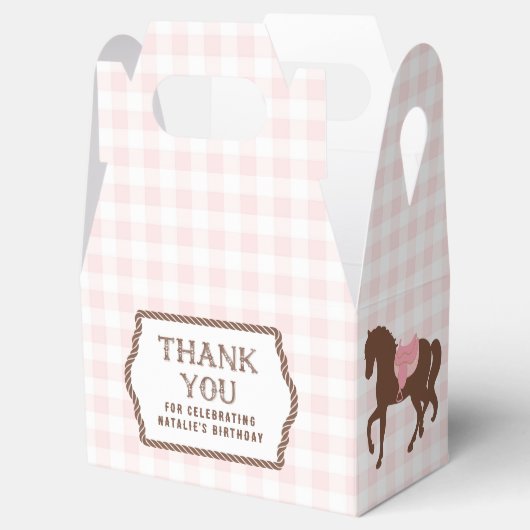 Roze Cowgirl | Horse Silhouette | Geboortedag-veer Bedankdoosjes (Geopend)