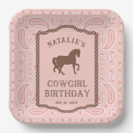 Roze Cowgirl | Horse Silhouette Party Napkins Papieren Bordje