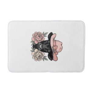 Roze Cowgirl Kalf met Pioenrozen Vintage Vector_1 Badmat