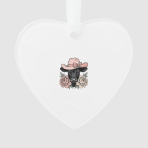 Roze Cowgirl Kalf met Pioenrozen Vintage Vector_1 Ornament