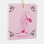 Roze Cowgirl Kerst Schattigee cowboylaarzen Keramisch Ornament (Rechts)