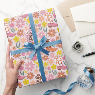 Roze Cowgirl Laarzen Cadeaupapier