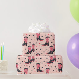 Roze Cowgirl Laarzen Cadeaupapier