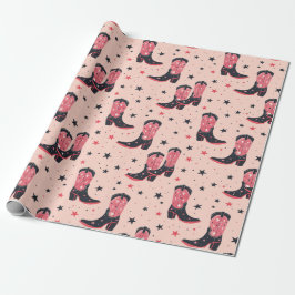 Roze Cowgirl laarzen Cadeaupapier