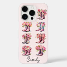 Roze Cowgirl Laarzen met Bloemen Monogram