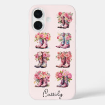 Roze Cowgirl Laarzen met Bloemen Monogram
