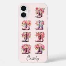 Roze Cowgirl Laarzen met Gebloemde Initialen