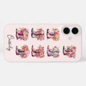 Roze Cowgirl Laarzen met Gebloemde Initialen Case-Mate iPhone Case (Achterkant (horizontaal))