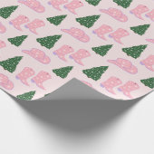 Roze Cowgirl Laarzen Pet Kerstboom Cadeaupapier (Hoek)