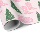 Roze Cowgirl Laarzen Pet Kerstboom Cadeaupapier (Rol Hoek)