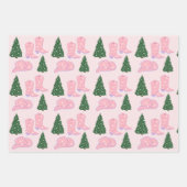 Roze Cowgirl Laarzen Pet Kerstboom Inpakpapier Vel (Voorkant)