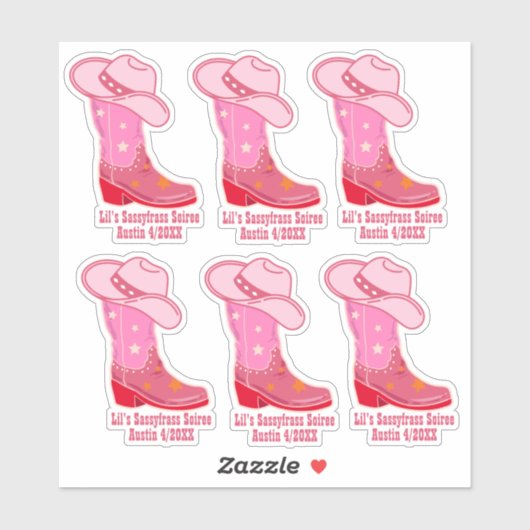 Roze Cowgirl Laarzen Pet Western Rodeo Custom Sticker (Vel)