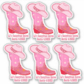 Roze Cowgirl Laarzen Pet Western Rodeo Custom Sticker (Voorkant)