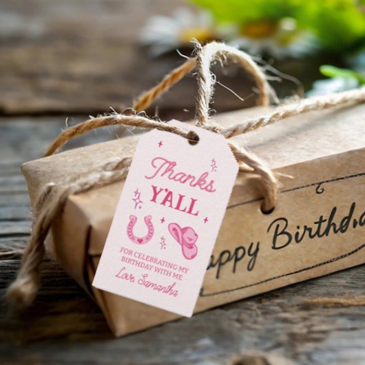 Roze Cowgirl laarzen Rodeo Cadeaulabel