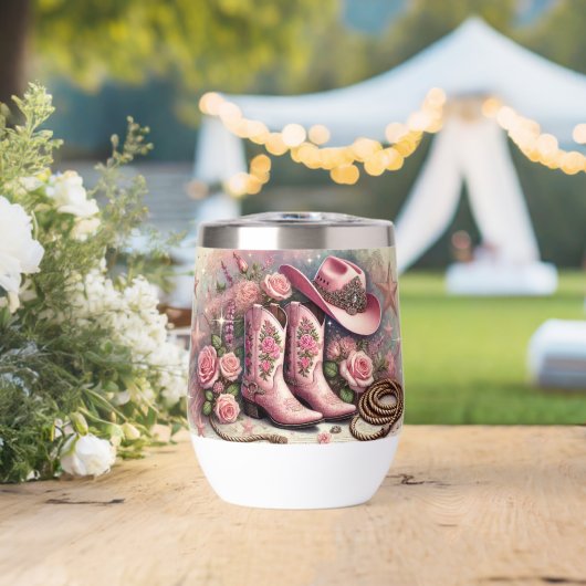 Roze Cowgirl Laarzen & Rozen Westerne Stijl (Bruiloft (Gedraaid)  )