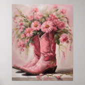 Roze cowgirl laarzen schilderij poster (Voorkant)