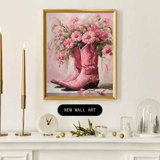 Roze cowgirl laarzen schilderij poster