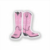 Roze Cowgirl laarzen Sticker (Voorkant)