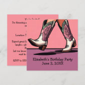 Roze Cowgirl Laarzen Western Meisje Verjaardagsfee Kaart (Voorkant / Achterkant)