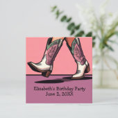 Roze Cowgirl Laarzen Western Meisje Verjaardagsfee Kaart (Staand voorkant)