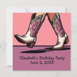 Roze Cowgirl Laarzen Western Meisje Verjaardagsfee Kaart