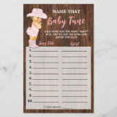 Roze Cowgirl Name dat Baby Tune Shower Game Kaart (Voorkant)