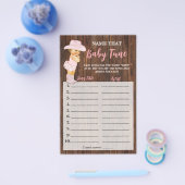 Roze Cowgirl Name dat Baby Tune Shower Game Kaart (Enkel)