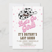 Roze Cowgirl Nashville Let's Go Meisjes Bacheloret Kaart (Voorkant)