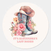 Roze Cowgirl Nashville Let's Go Meisjes Bacheloret Ronde Sticker (Voorkant)