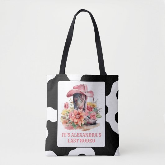 Roze Cowgirl Nashville Let's Go Meisjes Bacheloret Tote Bag (Voorkant)
