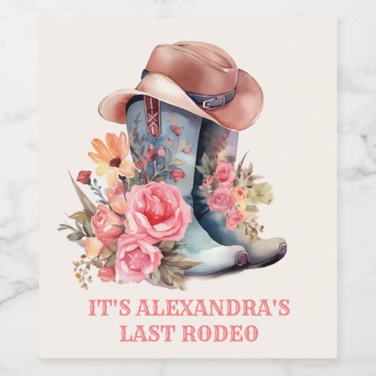 Roze Cowgirl Nashville Let's Go Meisjes Bacheloret Wijn Etiket (Enkel label)