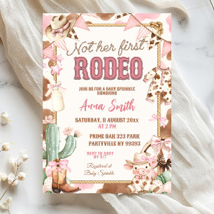 Roze Cowgirl Niet Haar Eerste Rodeo Baby Sprinkle Kaart