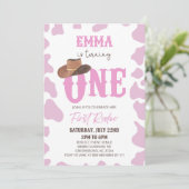 Roze Cowgirl ONE Eerste Rodeo 1e Verjaardagsfeest Kaart (Staand voorkant)
