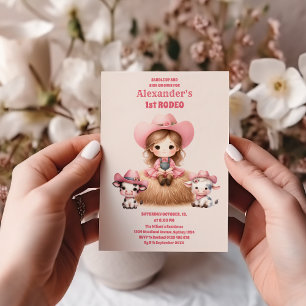 Roze Cowgirl ONE Eerste Rodeo 1e Verjaardagsfeest Kaart