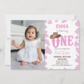 Roze Cowgirl ONE Eerste Rodeo 1e Verjaardagsfeest Kaart (Voorkant)