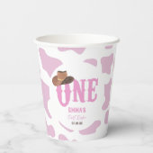 Roze Cowgirl ONE Eerste Rodeo 1e Verjaardagsfeest Papieren Bekers (Achterkant)