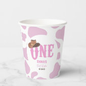 Roze Cowgirl ONE Eerste Rodeo 1e Verjaardagsfeest Papieren Bekers (Voorkant)