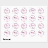 Roze Cowgirl ONE Eerste Rodeo 1e Verjaardagsfeest Ronde Sticker (Vel)